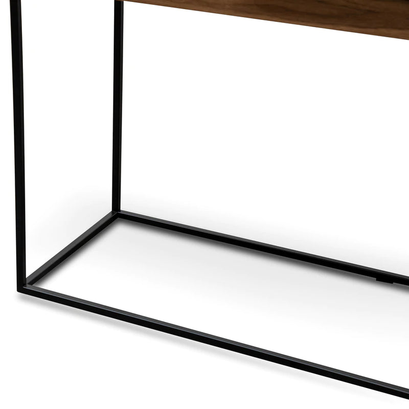 Nino Metal Frame Console Table In Black Tray - Walnut - Notbrand