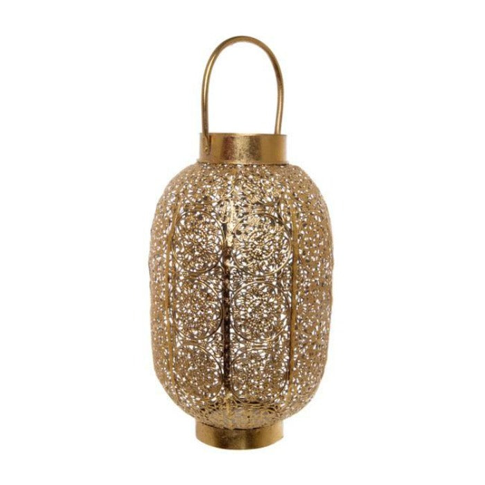 Darien Filigree Cylinder Lantern Gold (20cmDx37cmH) - Notbrand