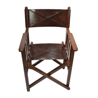 Dark Brown Leather Portable Director's Chair - Notbrand
