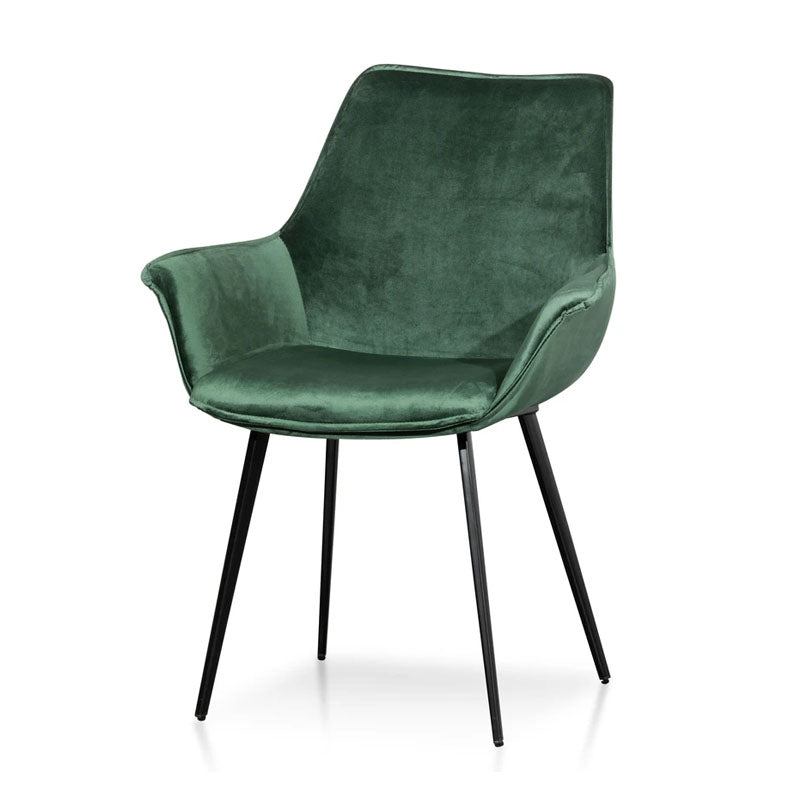 Set of 2 Wayo Dark Green Velvet Dining Chair - Notbrand
