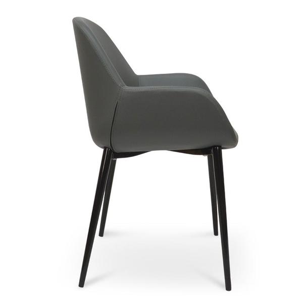 Set of 2 Dorsai Dark Grey Leather Dining Chair - Notbrand