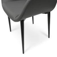 Set of 2 Dorsai Dark Grey Leather Dining Chair - Notbrand