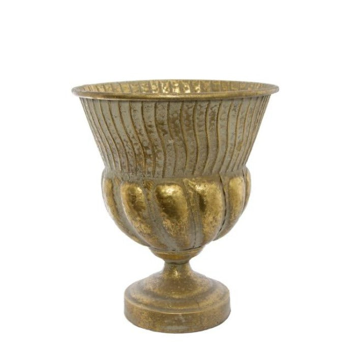 Distressed Metal Vintage Urn Vase - Gold - Notbrand