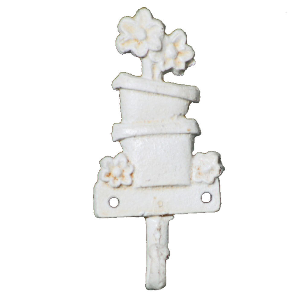 Potted Flower Cast Iron Wall Hook - Antique White - Notbrand
