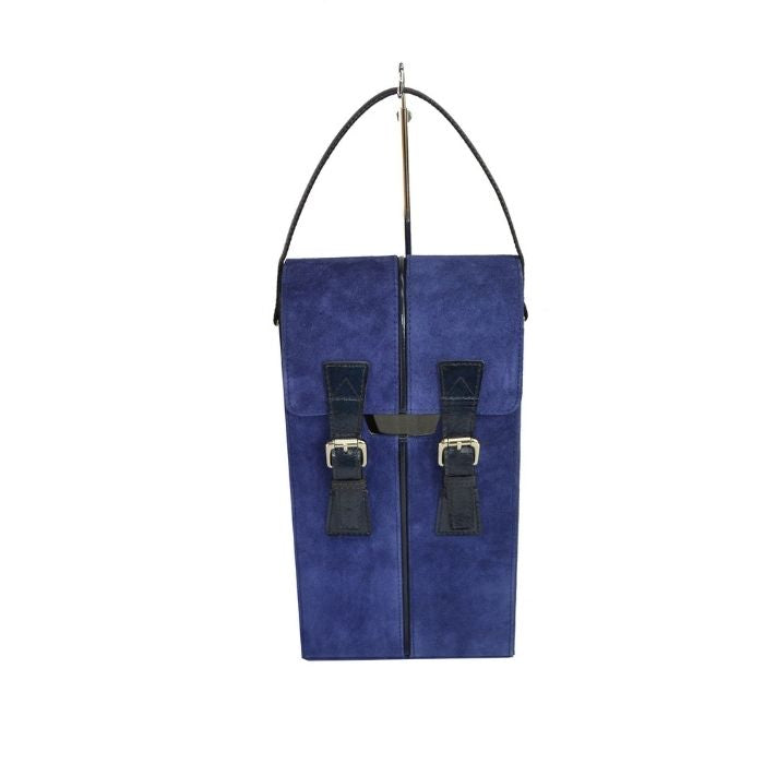 Cabernet Blue Suede Leather Double Wine Holder - NotBrand