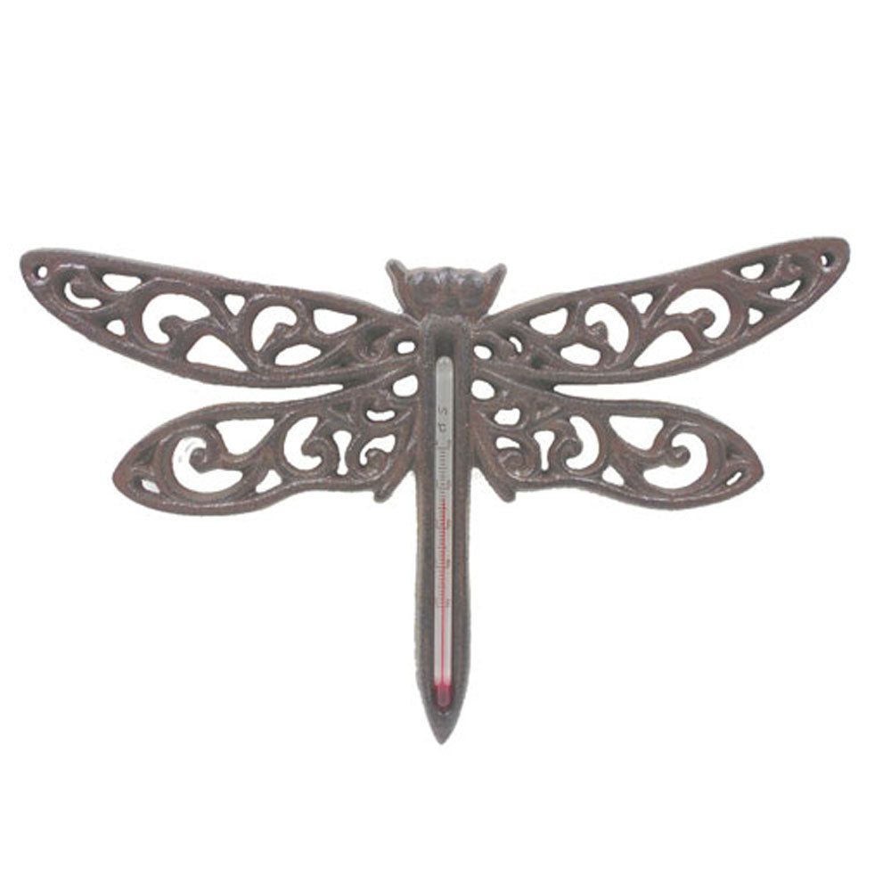 Cast Iron Dragonfly Thermometer Garden - Notbrand