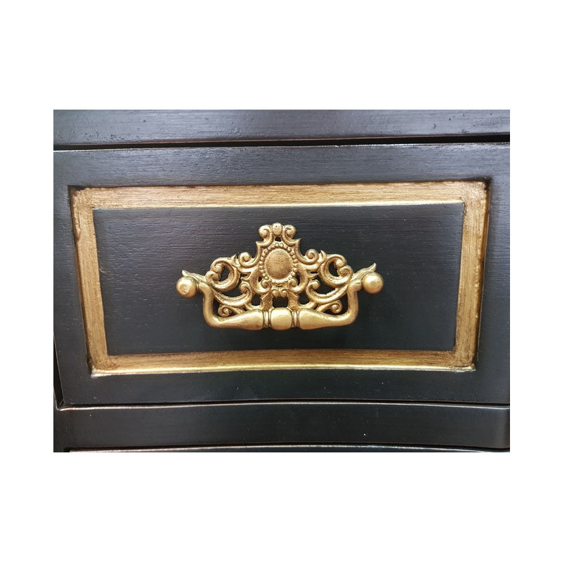 Dynasty Wooden Bedside Table - Regal Black & Gold - Notbrand