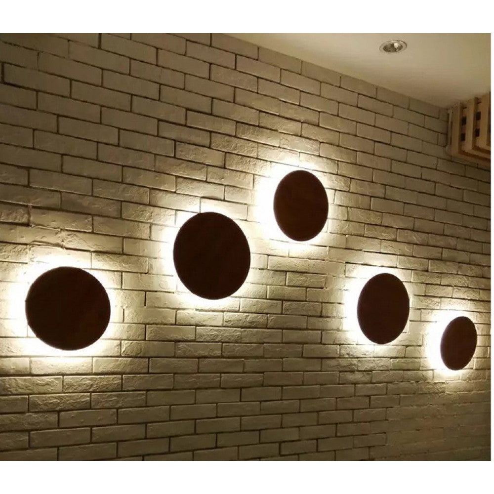 Erina LED Round Backlit Wall Light in Black - Large - Notbrand