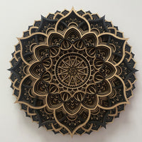 Elwyn Wooden Mandala Wall Art - Black/Gold - Notbrand