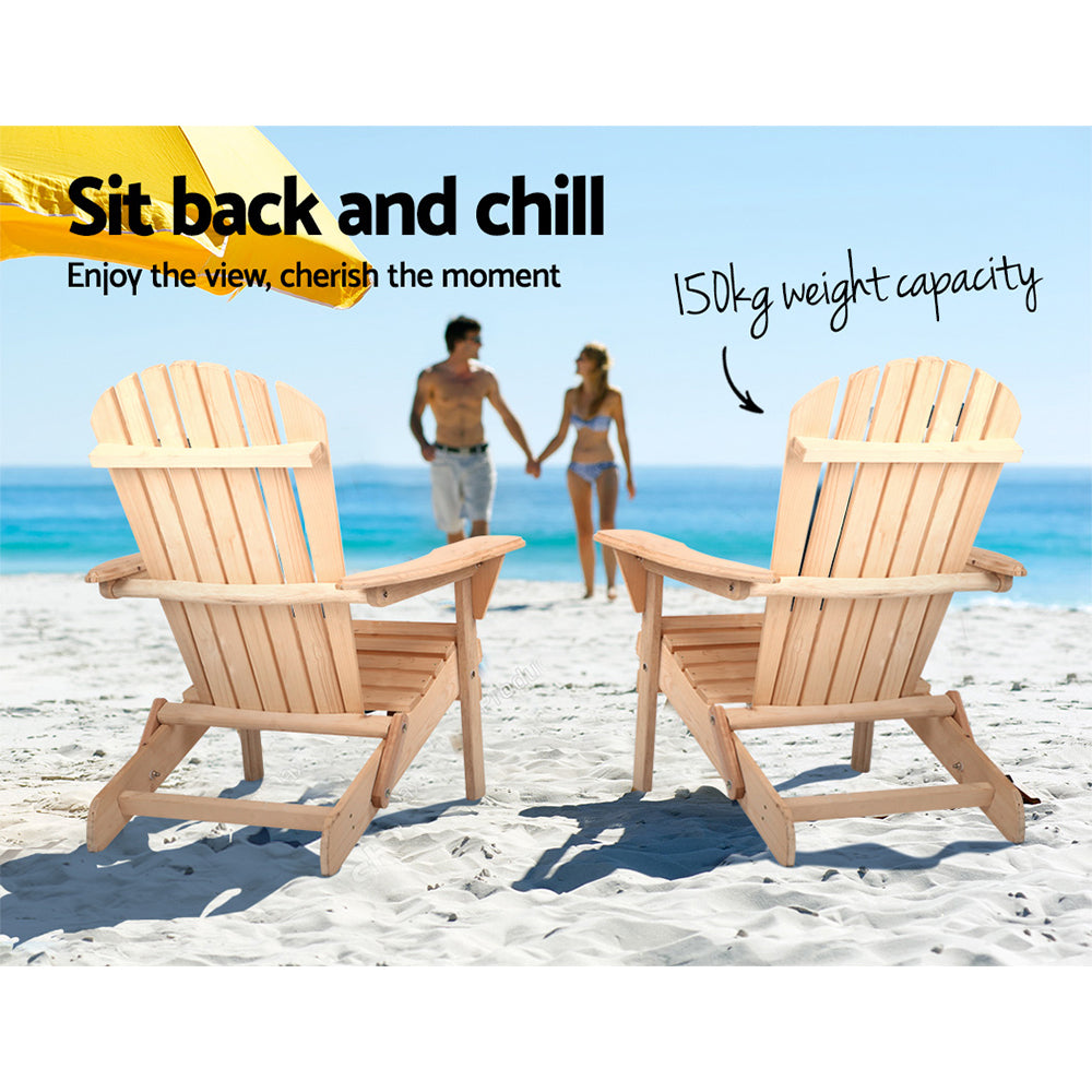 Vitalian Set of 2 Outdoor Wooden Adirondack Beach Chair - Notbrand