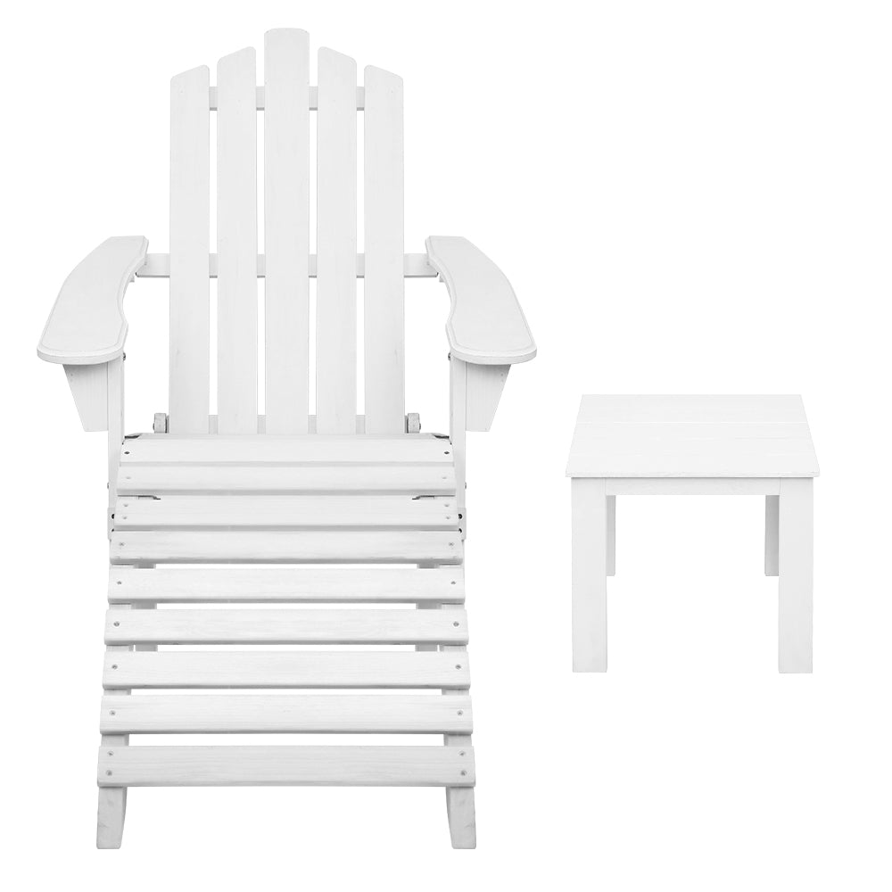 Vitalian Outdoor Wooden Adirondack Lounge Chairs & Side Table Set - Notbrand