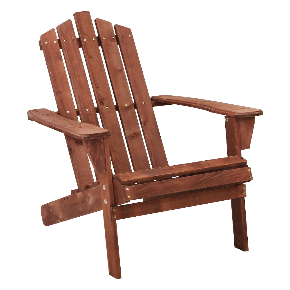 Vitalian Outdoor Wooden Adirondack Beach Chair - Brown - Notbrand