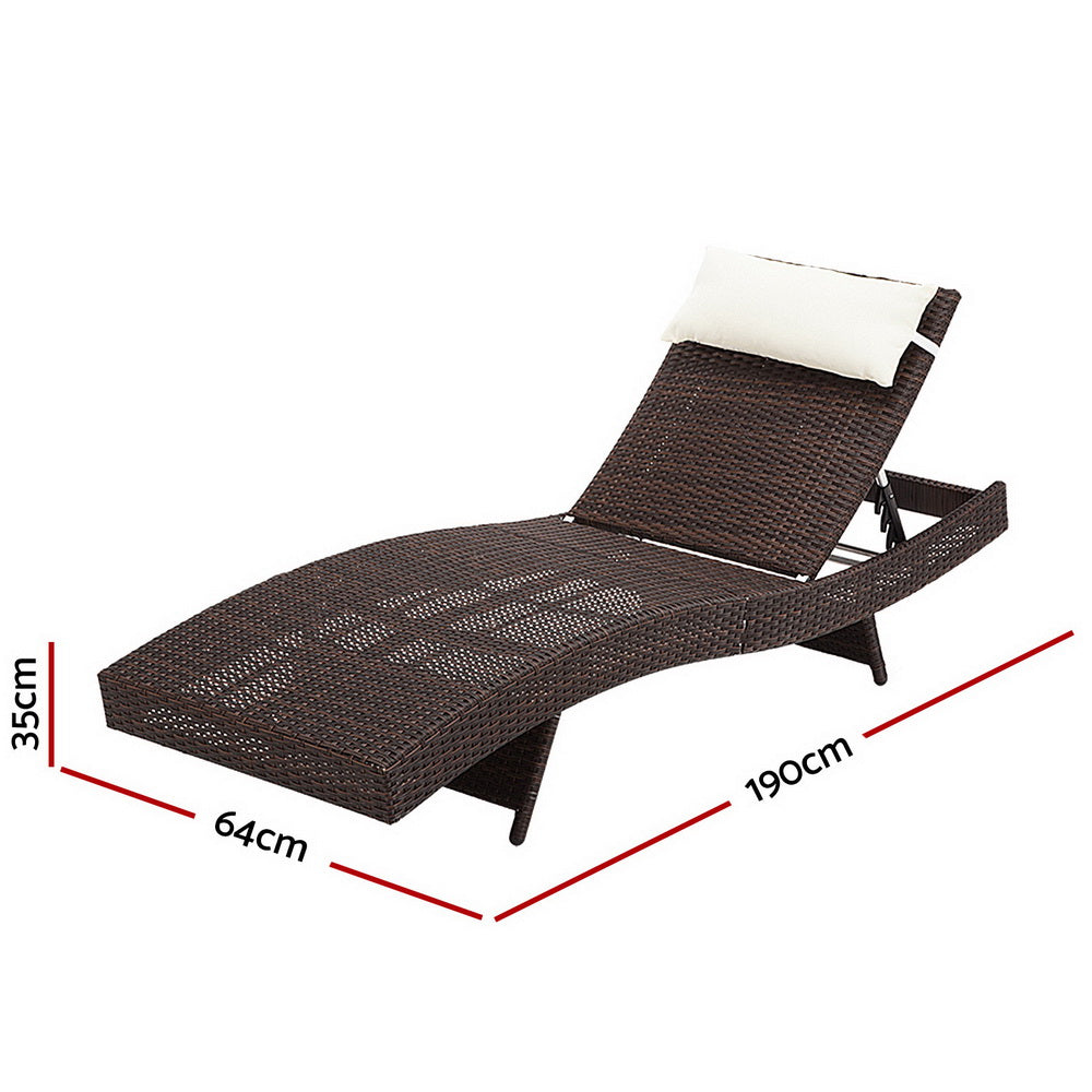 Vitalian Outdoor Lounge Day Bed in Wicker Brown - Set of 2 - Notbrand