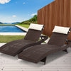 Vitalian Outdoor Lounge Day Bed in Wicker Brown - Set of 2 - Notbrand