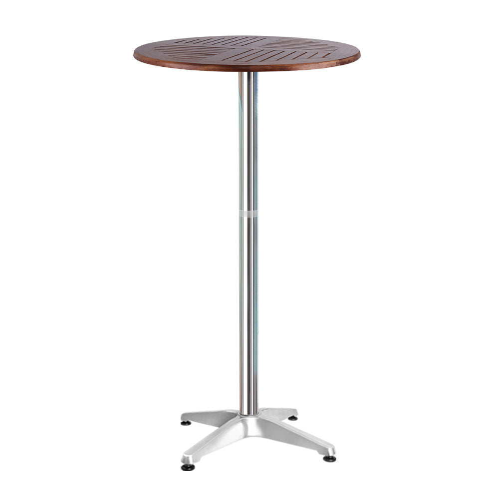 Outdoor Bar Table Furniture Wooden Cafe Table Aluminium Adjustable Round Gardeon - Notbrand