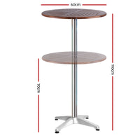 Outdoor Bar Table Furniture Wooden Cafe Table Aluminium Adjustable Round Gardeon - Notbrand
