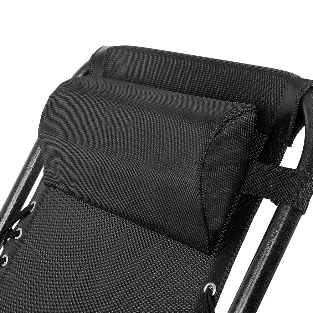 Vitalian Outdoor Set of 2 Lounge  Zero Gravity Chairs Reclining - Black - Notbrand