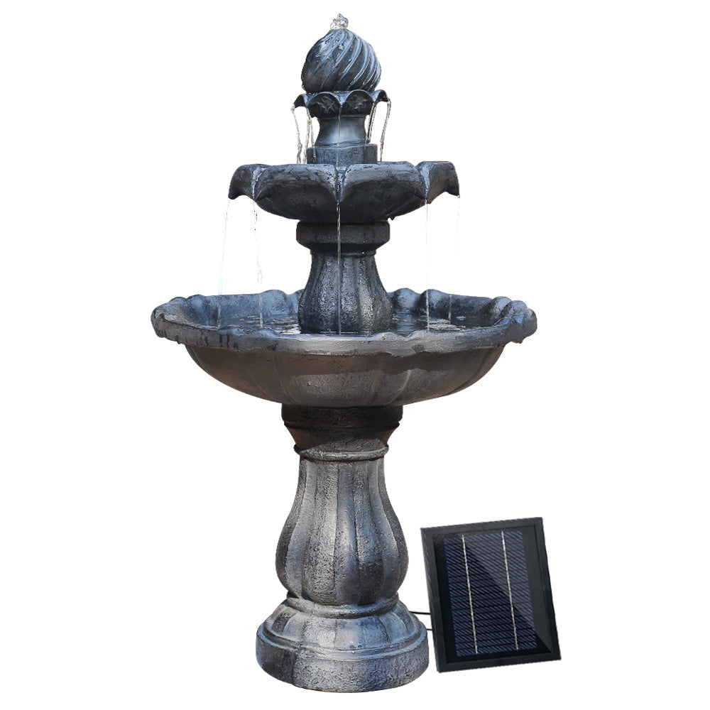 Geth Solar Powered Fountain in Black - 3 Tier - Notbrand