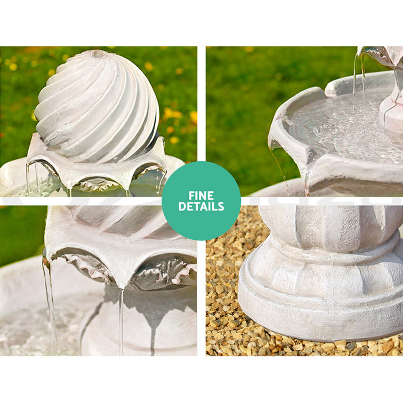 Geth Solar Powered Fountain in Ivory - 3 Tier - Notbrand