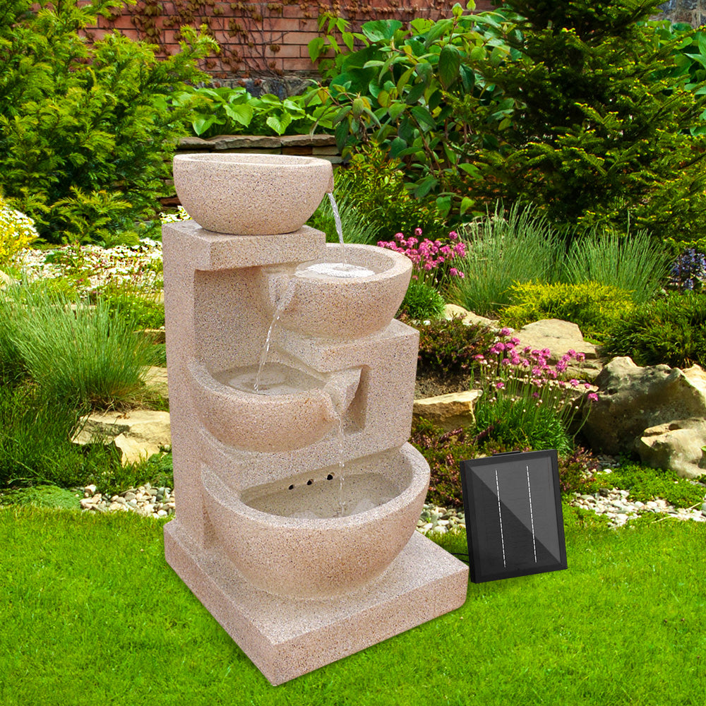 Galven Solar Fountain with Light in Sand - 4 Tier - Notbrand