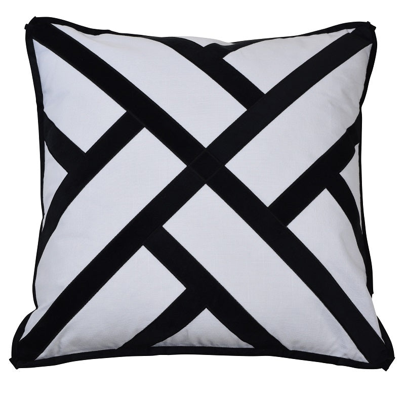 Fremantle Cotton and Velvet Cushion - Black - Notbrand