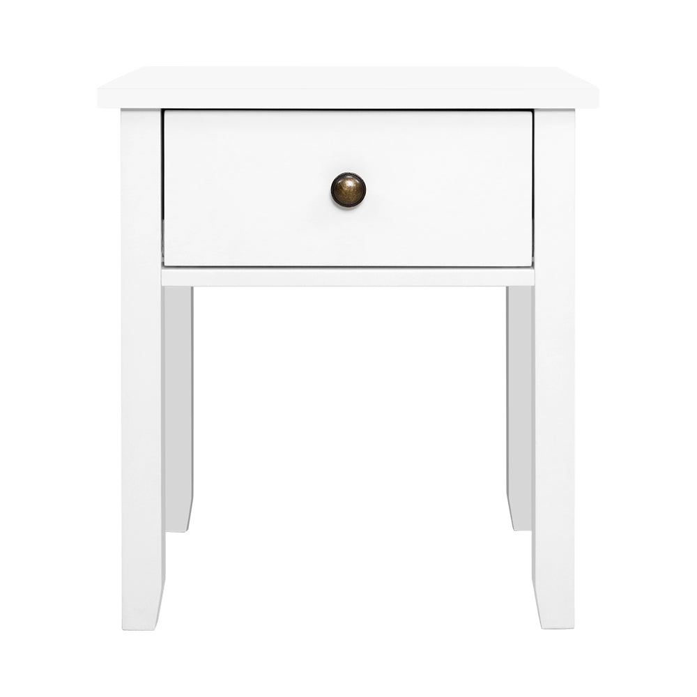 Bedside Tables Drawer Side Table Nightstand White Storage Cabinet White Lamp - Notbrand