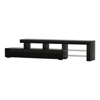 Artiss TV Cabinet with RGB Led in Black - 215cm - Notbrand