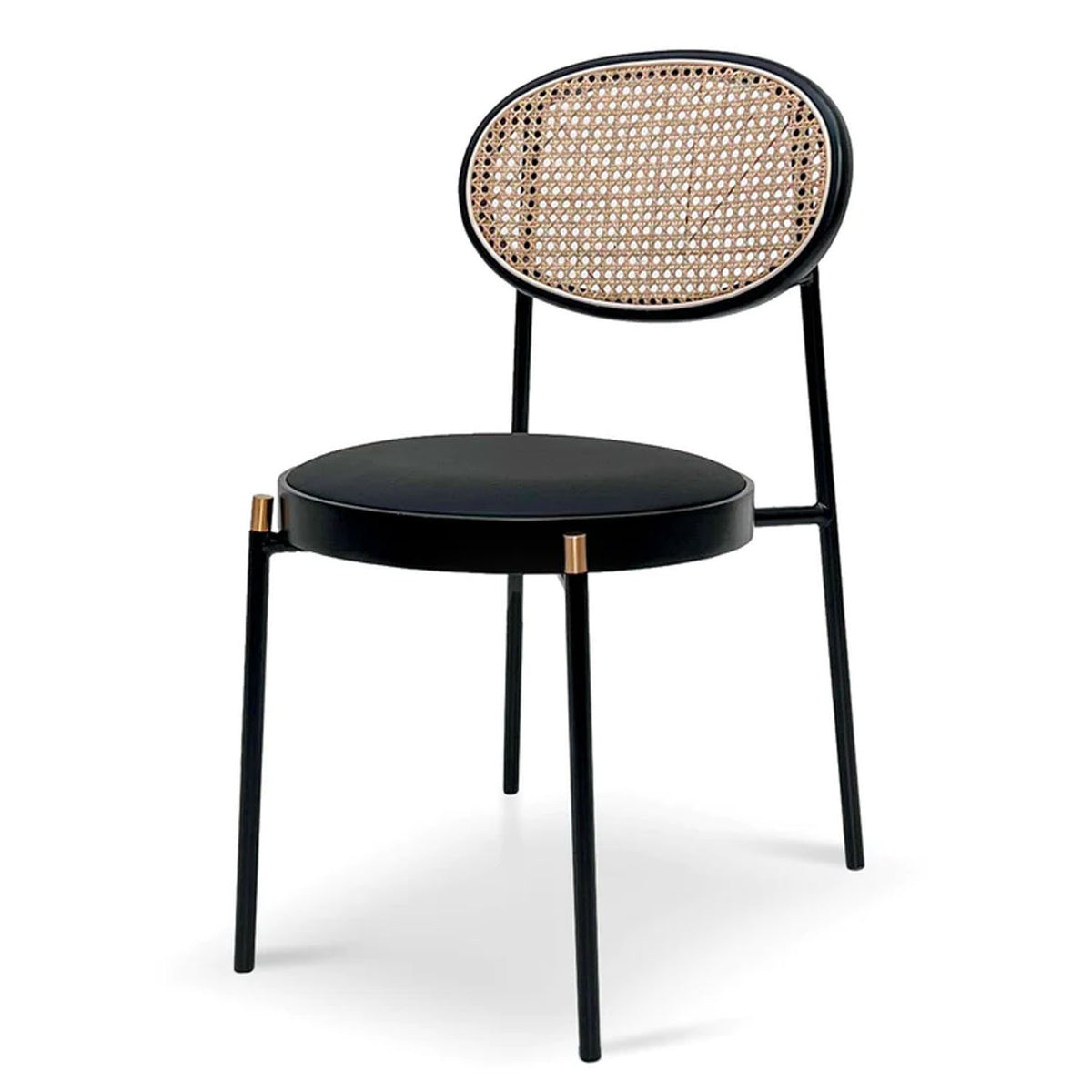 Fabric Natural Rattan Dining Chair - Black - Notbrand