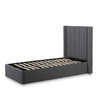 Siberian Single Bed Frame with Storage - Charcoal Grey Fabric - Notbrand