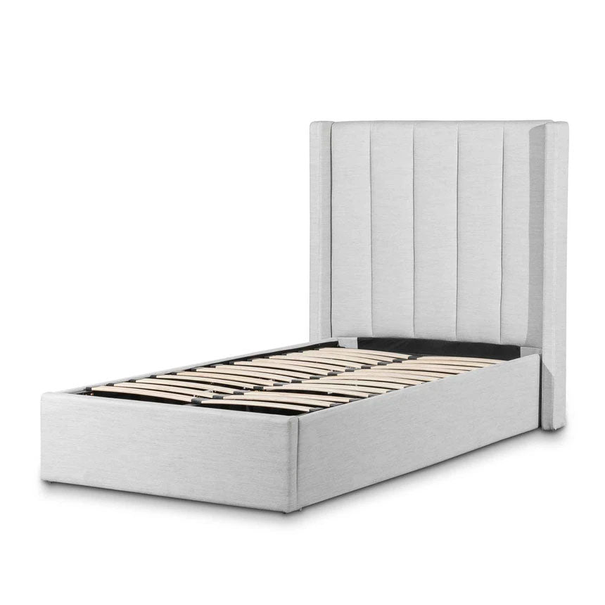 Scabiosa Single Bed Frame with Storage - Pearl Grey Fabric - Notbrand