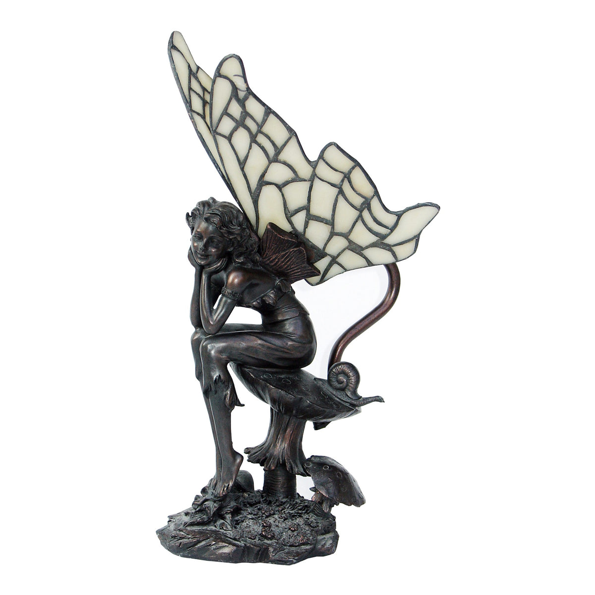 Fairy on Mushroom Art Deco Lady Figurine Table Lamp - Bronze - Notbrand