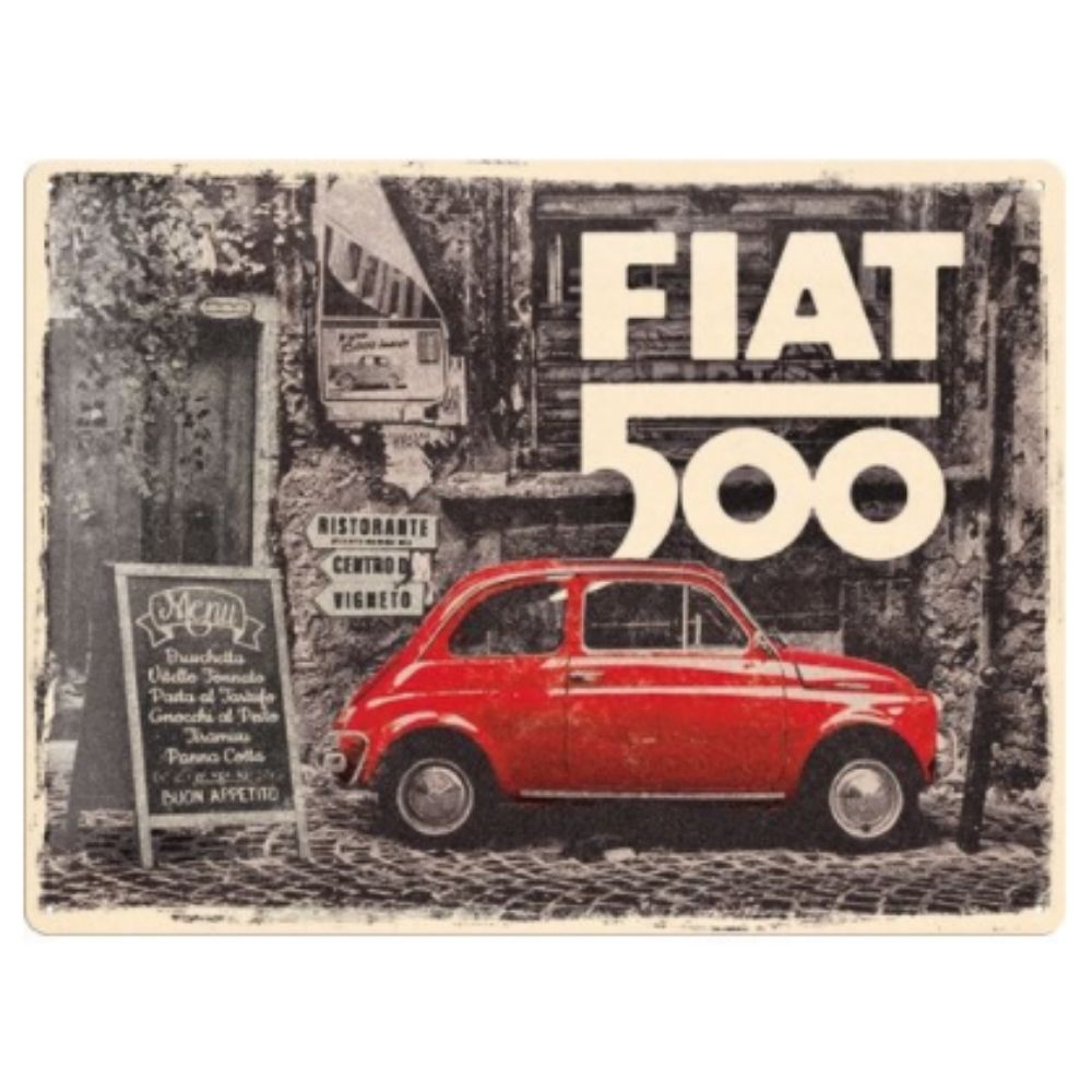 Fiat 500 Red Car Large Sign - NotBrand