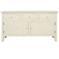 Floral Bone Inlay 3 Drawers and 2 Door Side Board in White - Notbrand