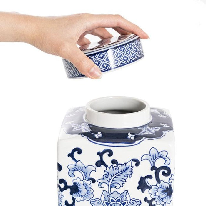 Floral Porcelain Jar in Blue & White - Large - Notbrand
