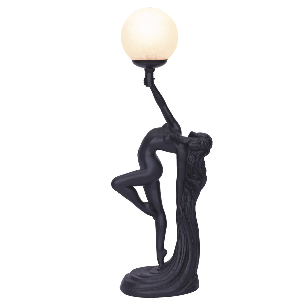 Floura Art Deco Lady Figurine Table Lamp - Black - Notbrand