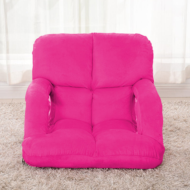 Foldable Floor Recliner Chair with Armrest - Pink - Notbrand
