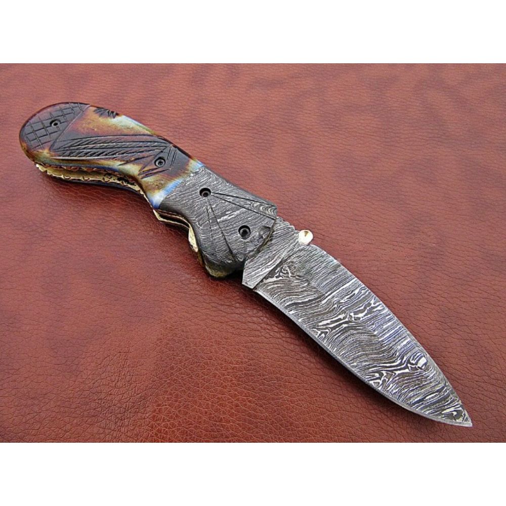 Greeta Hand Made Damascus Folding Knife - Notbrand