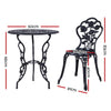 Gardeon 3PC Outdoor Setting Cast Aluminium Bistro Table Chair Patio Black - Notbrand
