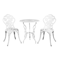 Gardeon Outdoor Furniture Chairs Table 3pc Aluminium Bistro White - Notbrand