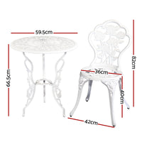 Gardeon Outdoor Furniture Chairs Table 3pc Aluminium Bistro White - Notbrand