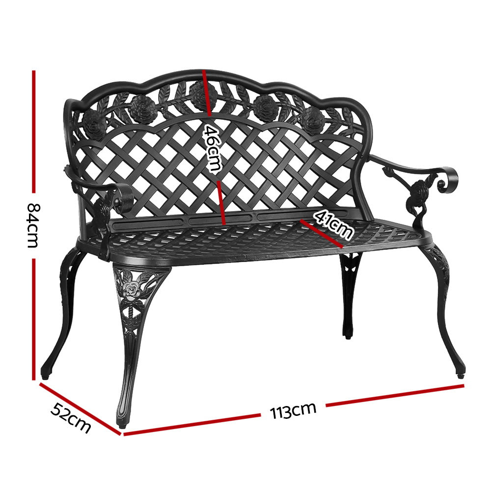 Gardeon Garden Bench Patio Porch Park Lounge Cast Aluminium Outdoor Furniture - Notbrand