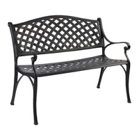 Gardeon Garden Bench Outdoor Seat Chair Cast Aluminium Park Black - Notbrand