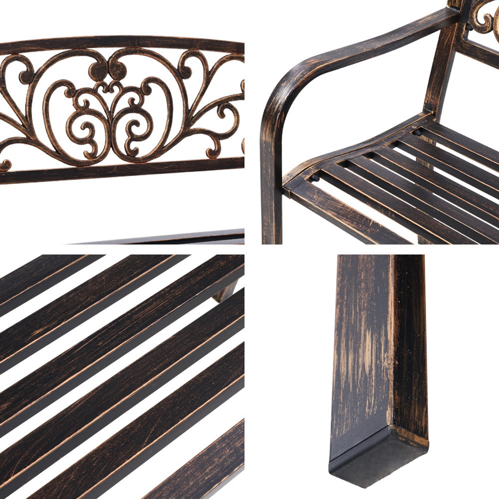 Gardeon Cast Iron Garden Bench - Bronze - Notbrand