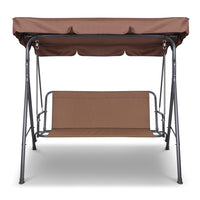 Gardeon 3 Seater Outdoor Canopy Swing Chair - Coffee - Notbrand