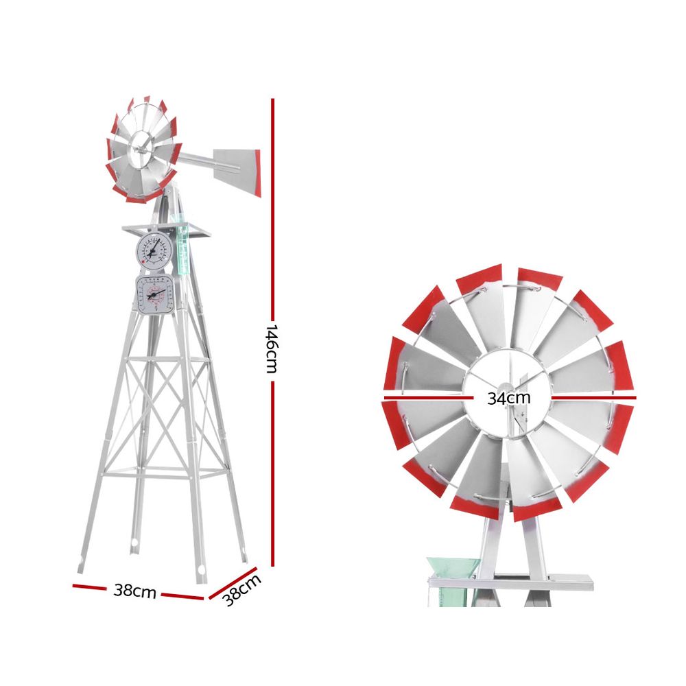 Benzite Outdoor Metal Ornamental Windmill - 146cm - Notbrand