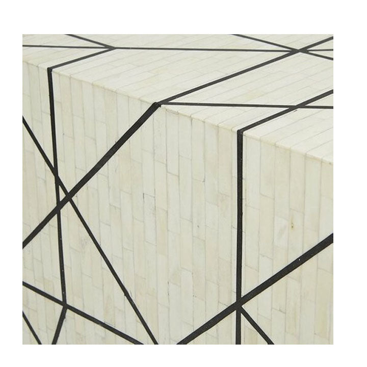 Geometric Bone Inlay Cabinet in Black and White - Notbrand