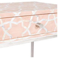 Geometric Mother of Pearl Inlay Console Table in Soft Pink - Notbrand