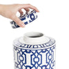 Geometric Porcelain Jar in White & Blue - Large - Notbrand