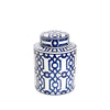 Set of 2 Geometric Porcelain Jar in White/Blue - Small - Notbrand