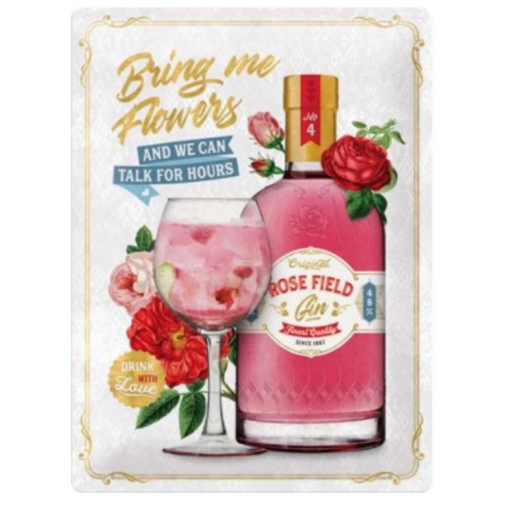 Gin & Tonic Pink Gin Flowers Large Sign - NotBrand